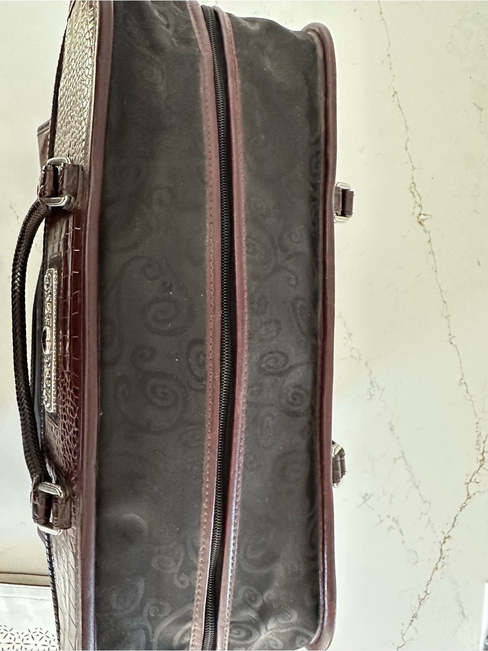 Brighton Brown and black Croc leather Briefcase carry on - Picture 5 of 13
